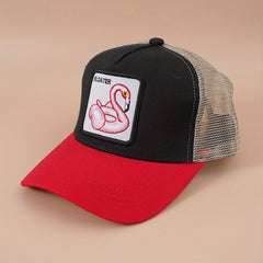 Animal Patch Baseball Cap Block Mesh Adjustable Trucker Hat Vintage S