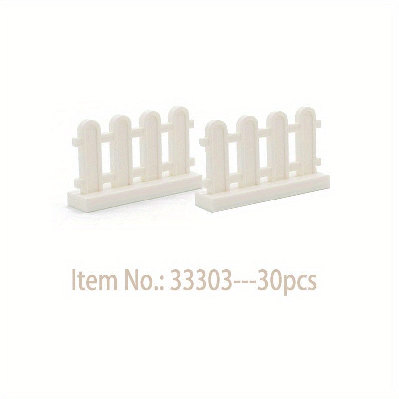 30pcs Building Block Scenes Fence Handrail Pen Railing Compatible Parts Model