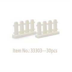 30pcs Building Block Scenes Fence Handrail Pen Railing Compatible Parts Model