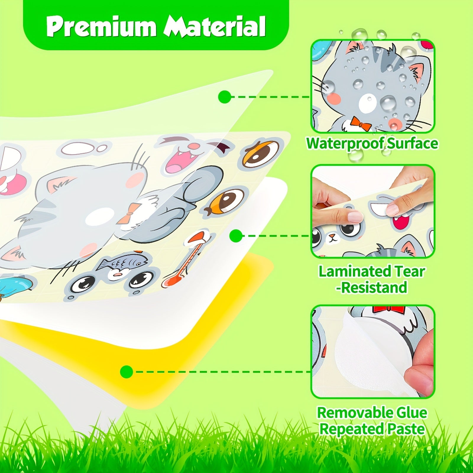 6pcs Animal Puzzle Stickers Educational DIY Face Changing Stickers