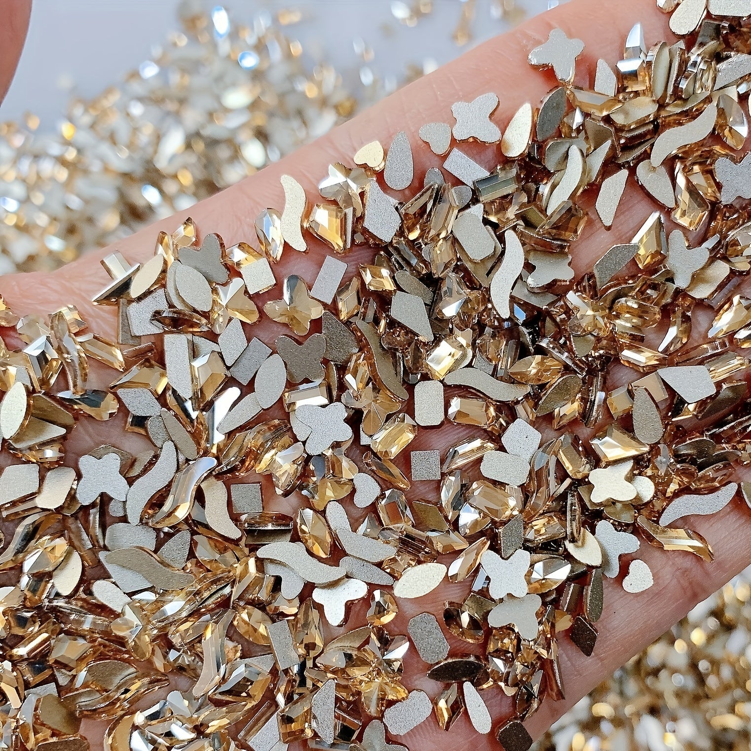 100Pcs Aurora Glass Crystal Nail Art Rhinestones Nail Gems Flat Back Stones