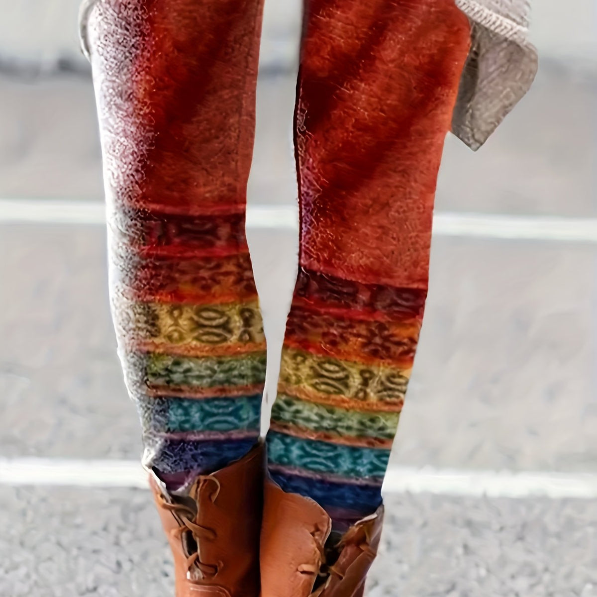 Geometric Print Ombre High Rise Skinny Trousers