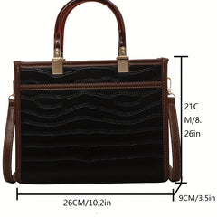 Crocodile Embossed Tote Bag Classic Style Crossbody Bag Top Handle Satchel Purse