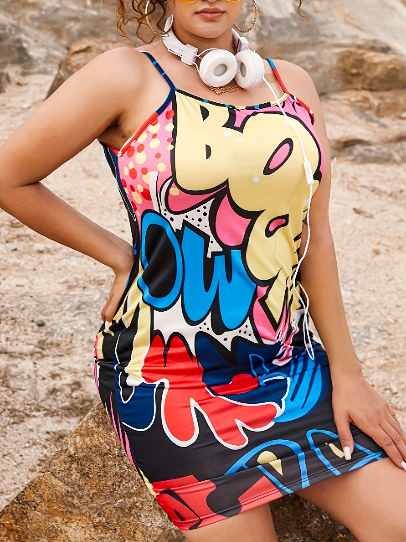  Pop Art Print Bodycon Mini Dress
