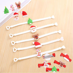 5pcs Christmas Party Wristbands Rings Hair Clips Silicone Bracelet