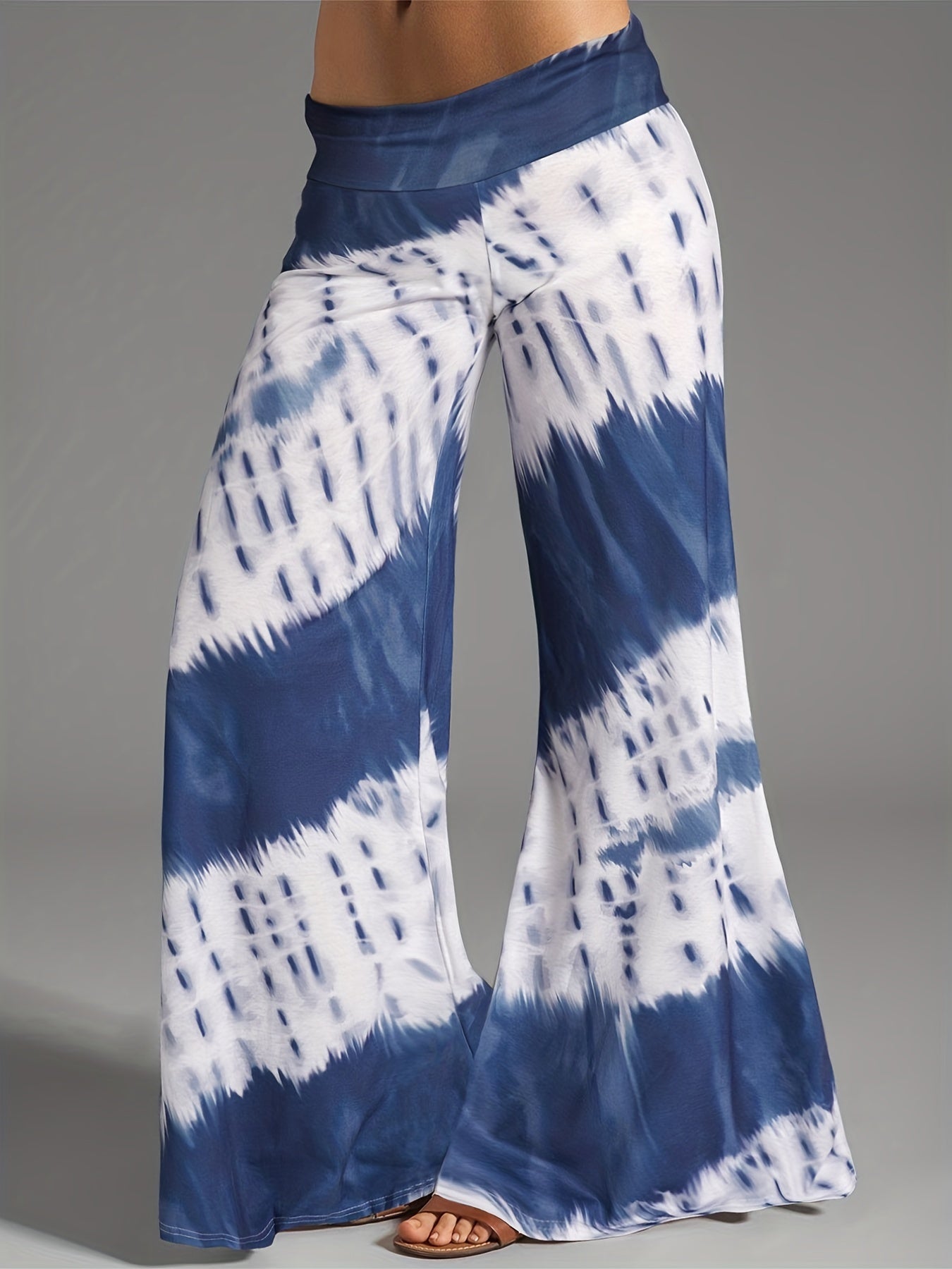 Women's Plus Tie Dye Tummy Control Flare Leg Pants
