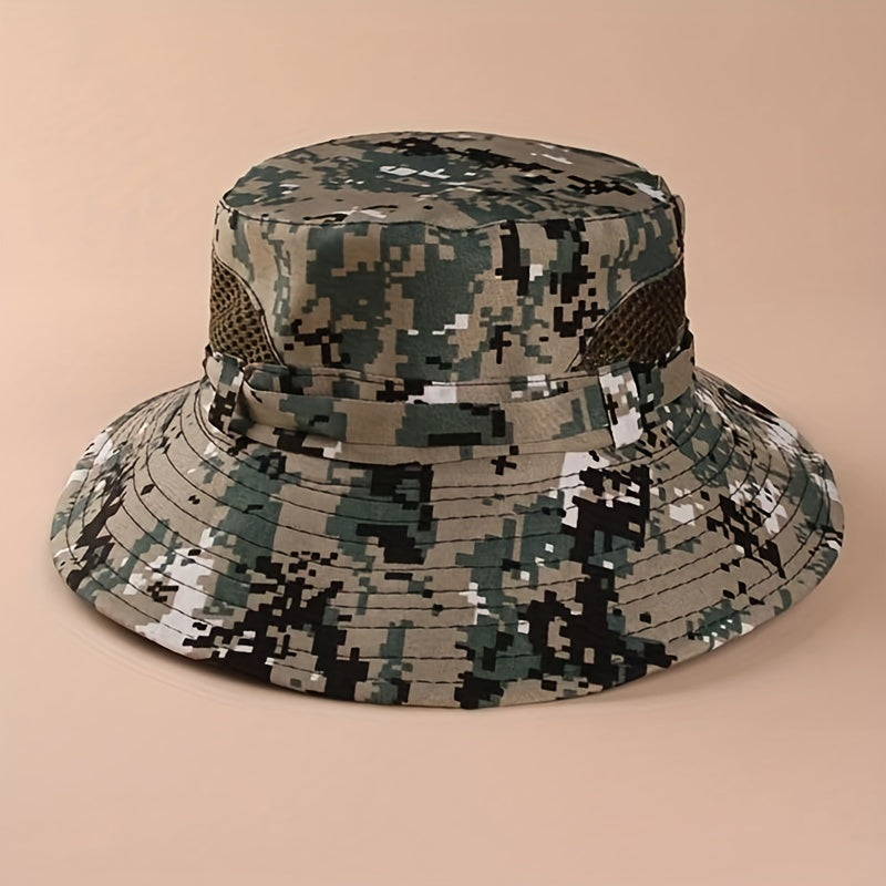 Kids Camo Sunshade Bucket Hat for Outdoor Hiking
