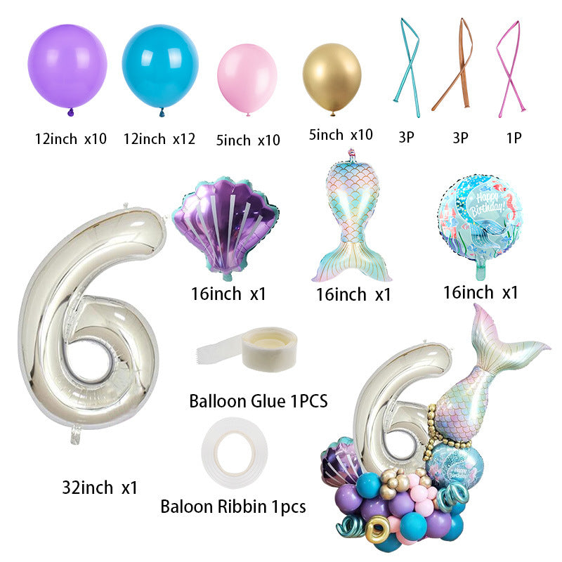 81 28 Cm Mermaid Balloon Set Shell Birthday Party Decoration Balloons