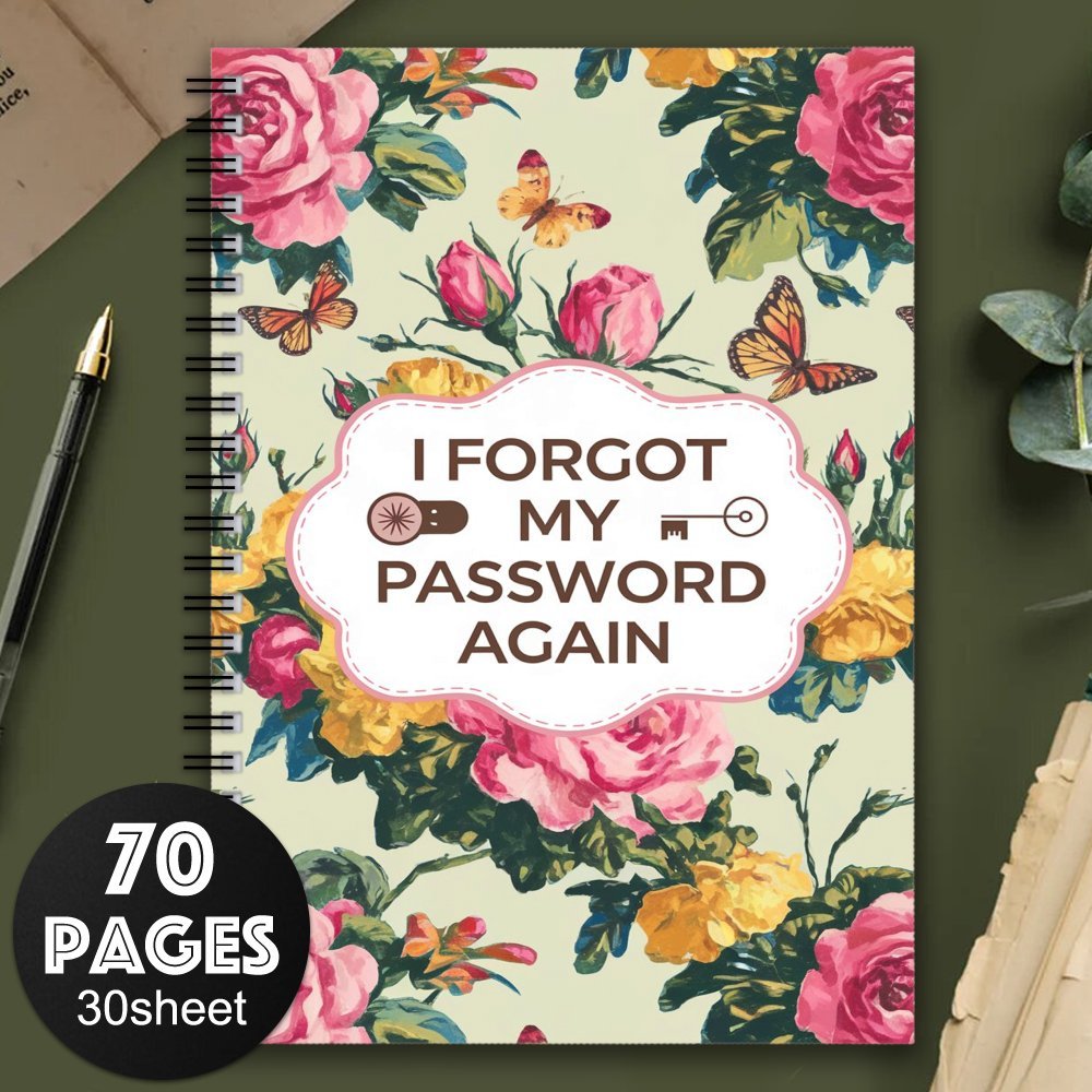 Floral Spiral Password Notebook 70 Pages