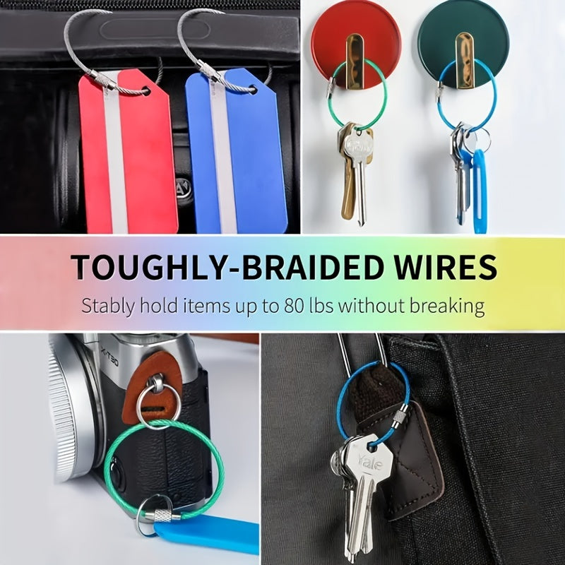10pcs Stainless Steel Keychain Cable Rope For Men Hiking