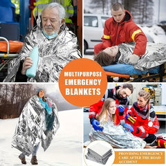 2pcs Camping First Aid Foil Blankets Insulated Waterproof Windproof