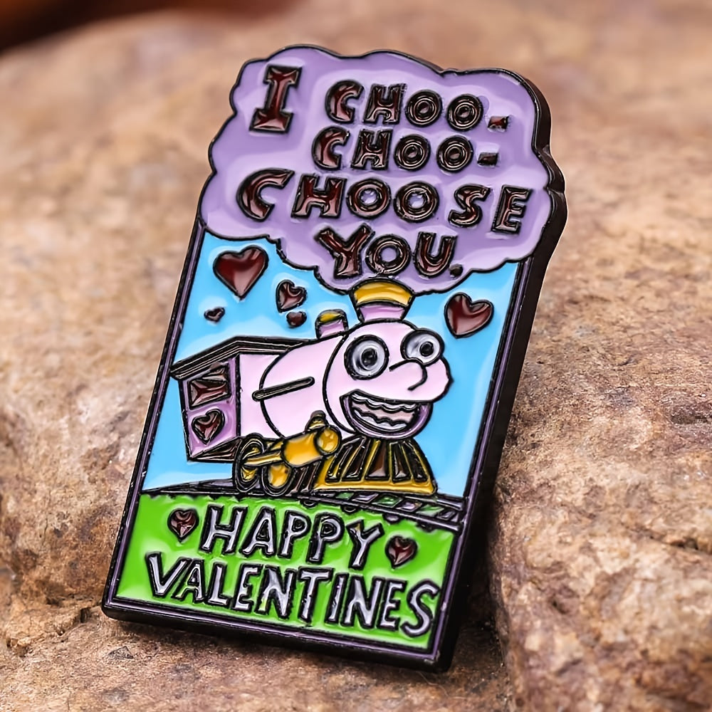 Train Animation Enamel Metal Brooch Accessory