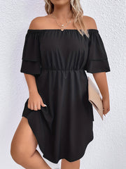  Off Shoulder Layered Sleeve Mini Dress