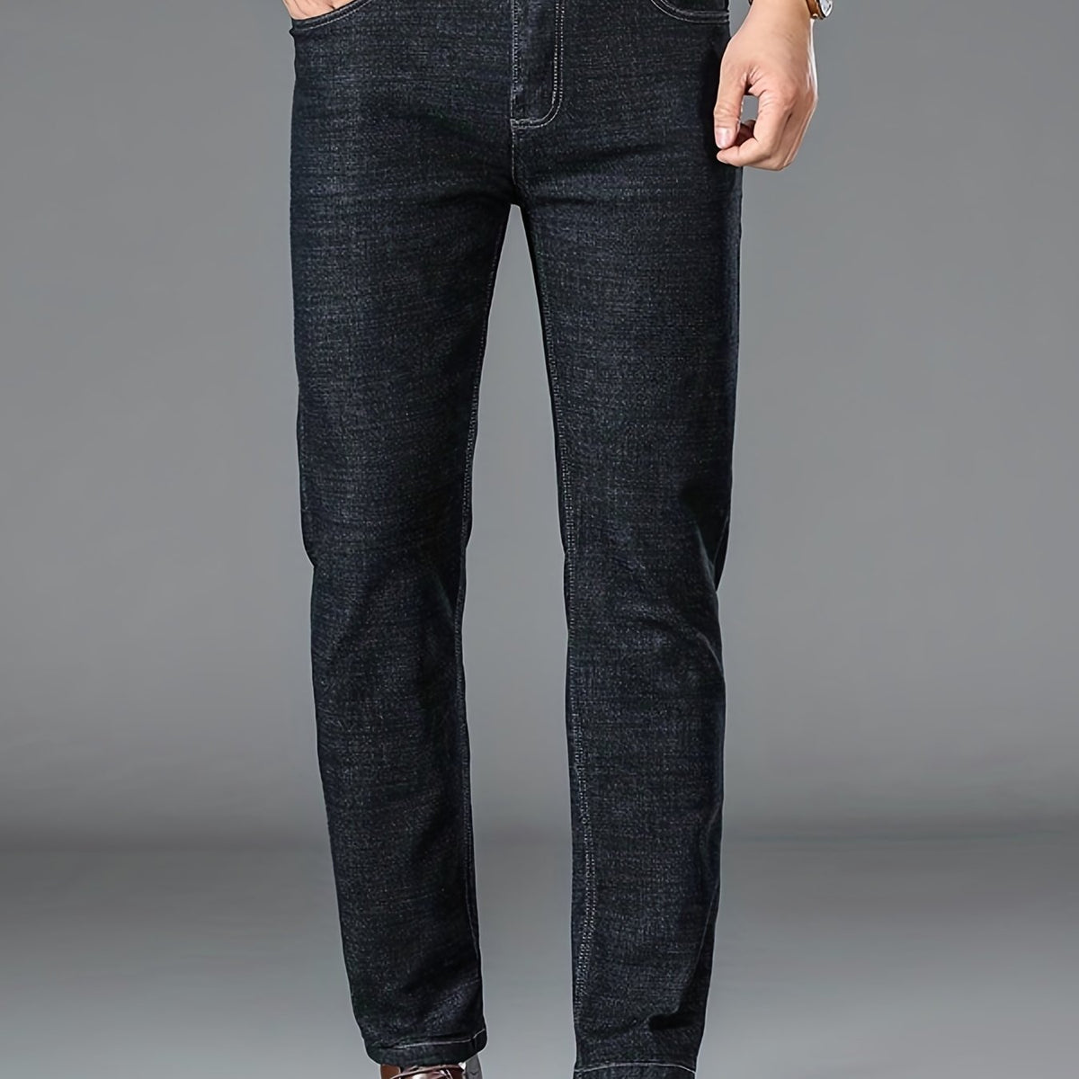 Father's Gift Straight Fit Jeans Men's Casual Trousers Spring Fall Business