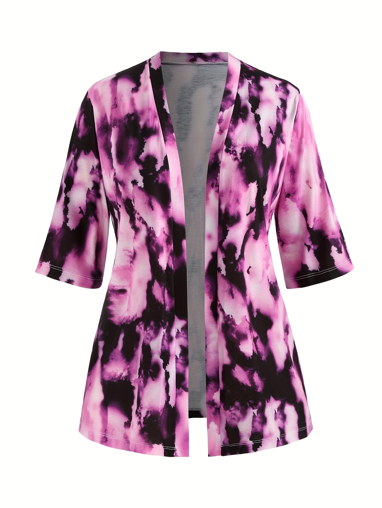  Tie Dye Half Sleeve Open Front Cardigan