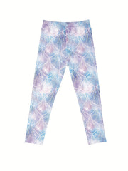 3pcs Girls Bow Heart Fish Scale Tie Dye Athletic Workout Leggings