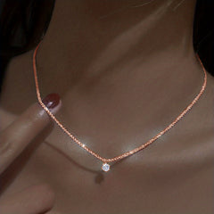 Zircon Necklace With Tiny Pendant Copper Neck Chain Jewelry