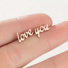 2pcs Men's Stainless Steel Love You Stud Earrings