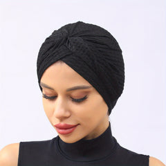Solid Lace Turban Cap Head Wraps Elastic Hijab Hats Ramadan Beanie