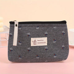 Waterproof Printed Canvas Makeup Bag Small Zipper Wash Bag