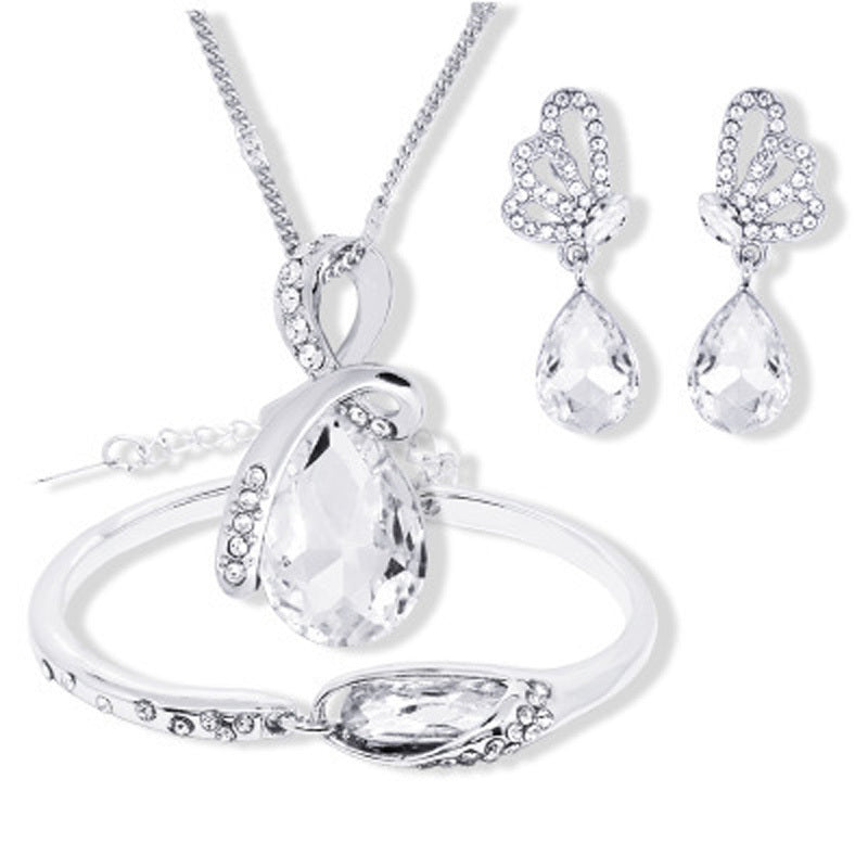 Water Drop Necklace Set with Butterfly Earrings