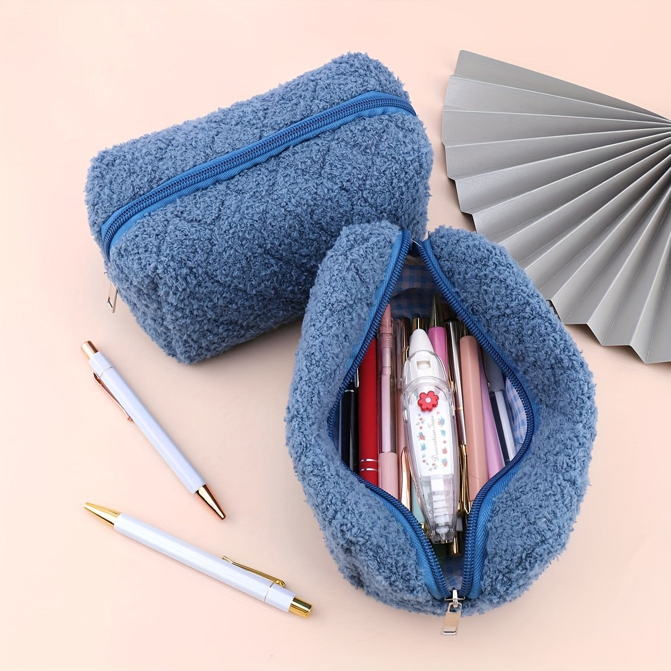 Plush Pencil Case Large Capacity Office Supplies Women's Travel Toiletry Bag