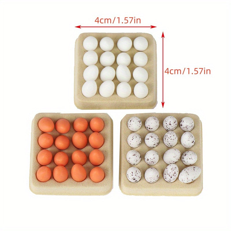 Dollhouse Kitchen Food Model Tray 16pcs Eggs Realistic Plastic Eggs