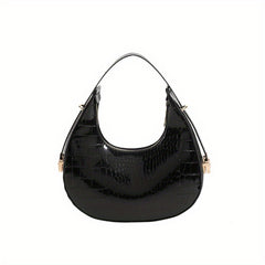 Crocodile Pattern Crescent Bag Underarm Purse