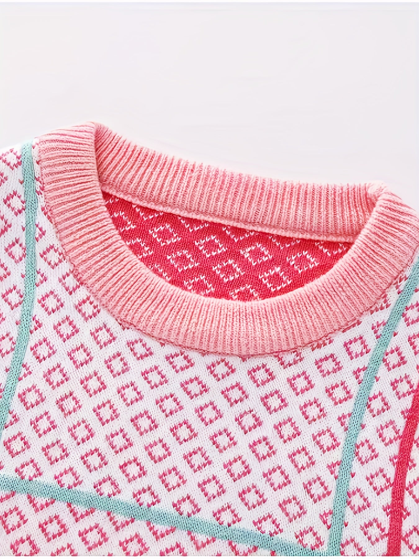 Girls' Geo Graphic Sleeveless Sweater Crew Neck Vest