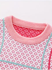Girls' Geo Graphic Sleeveless Sweater Crew Neck Vest