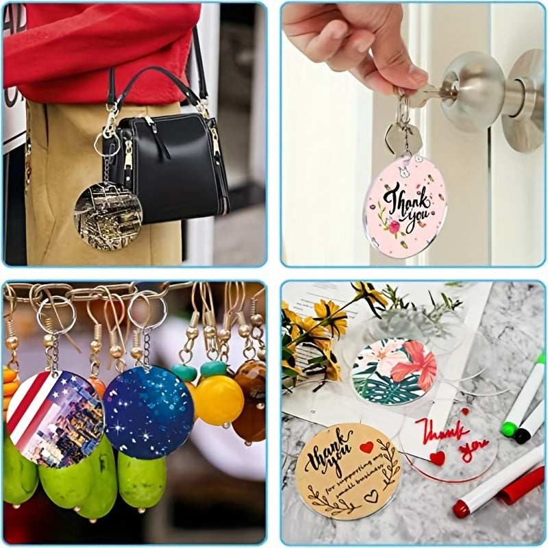 Sublimation Acrylic Keychain & Tassels Set DIY Key Ring Accessories