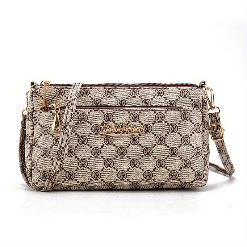 Vintage Pattern Crossbody Wallet PU Leather Textured Bag