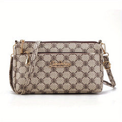 Vintage Pattern Crossbody Wallet PU Leather Textured Bag