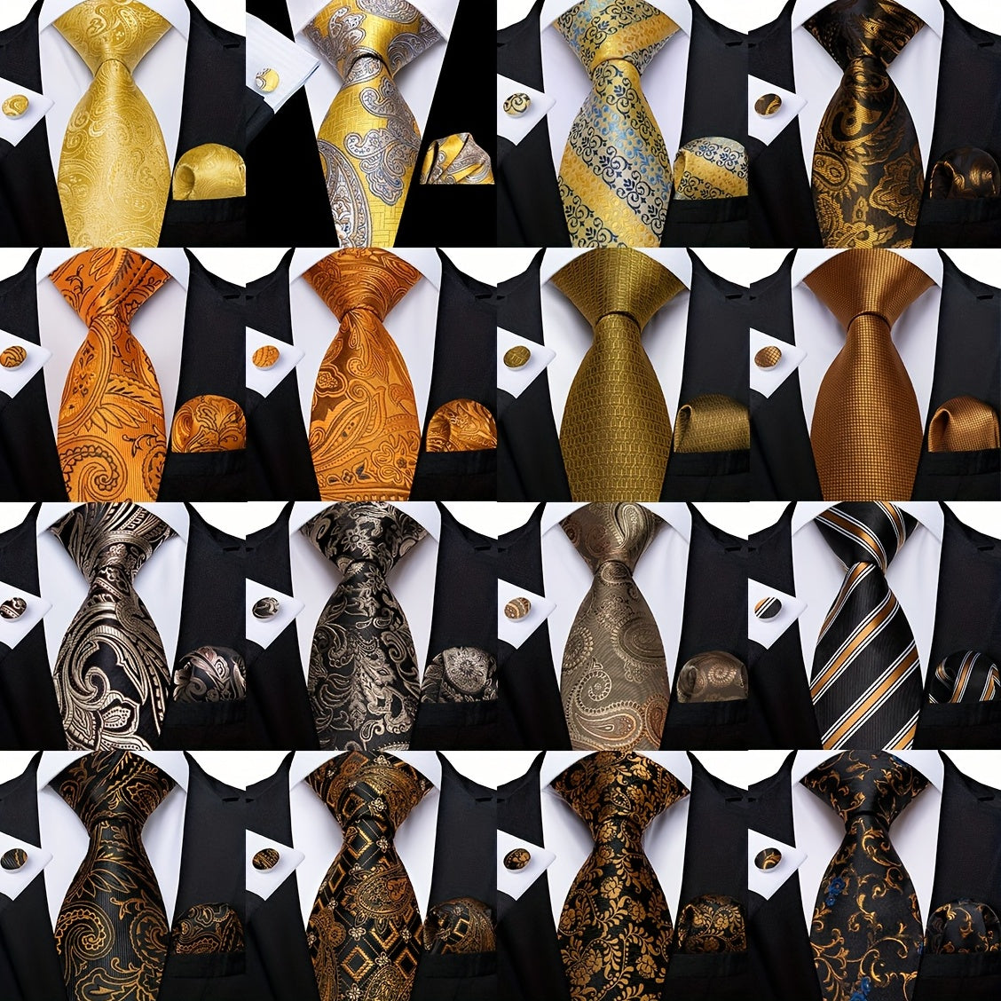 Men's Classic Tie Set with Accessories for Wedding Party Business