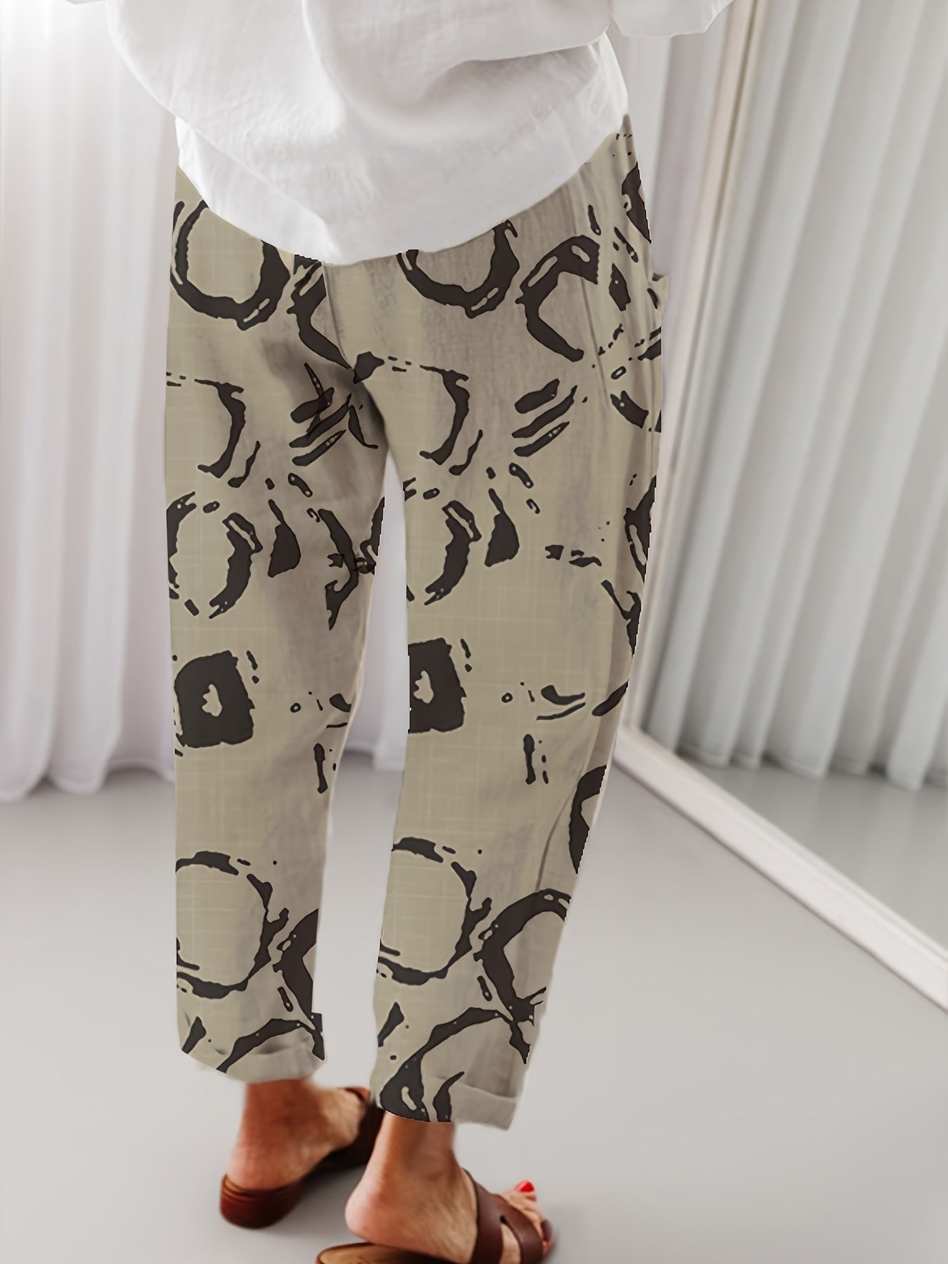  Polka Dot Drawstring Pants With Pockets