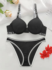 Letter Print Bra & Panties Lingerie Set