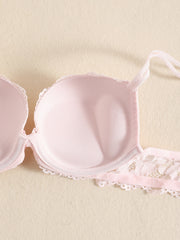 Lace Embroidery Lingerie Set Push Up Intimates Bra & Sheer Panty