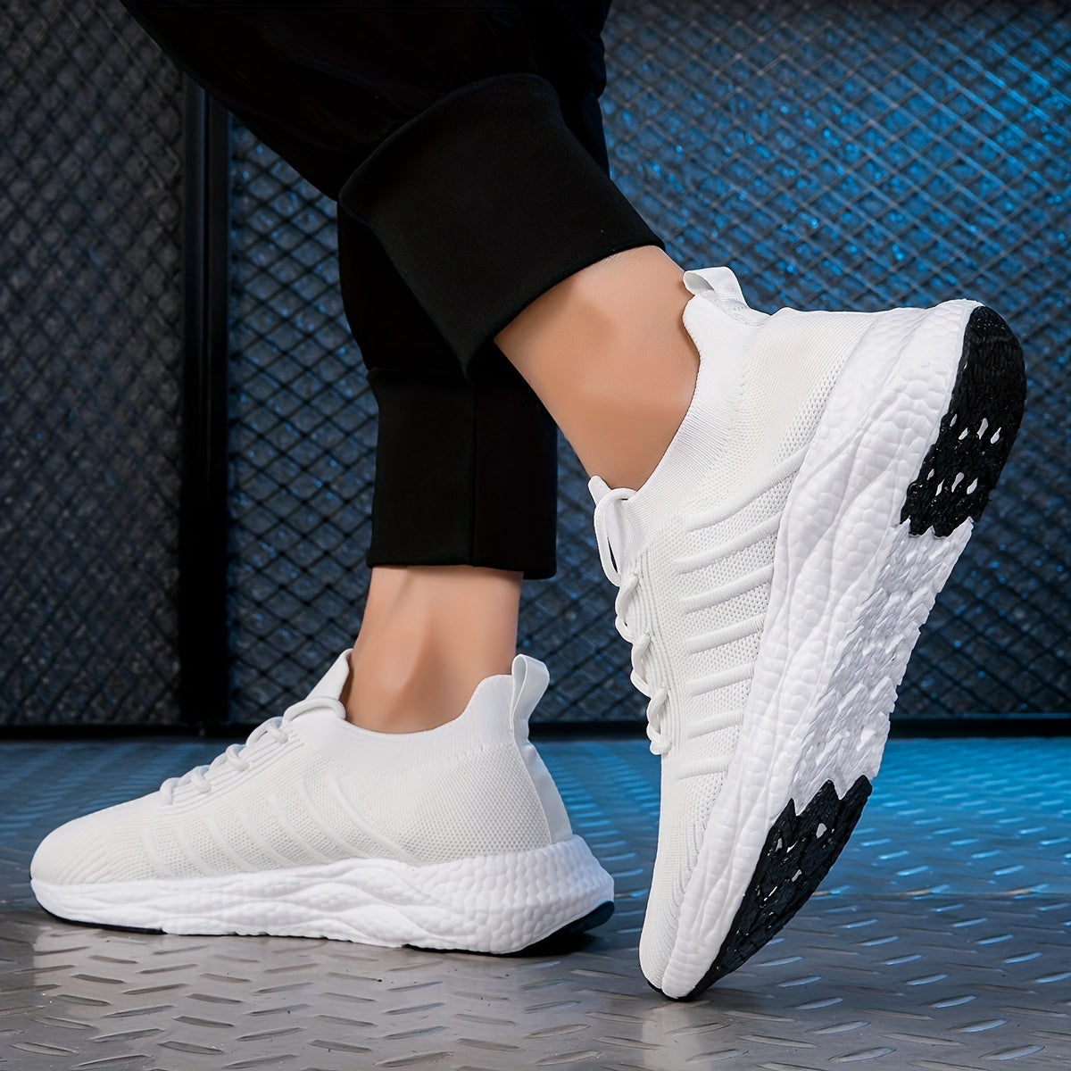 Women's Knitted Sports Shoes Lightweight Lace Up Running & Tennis Shoes