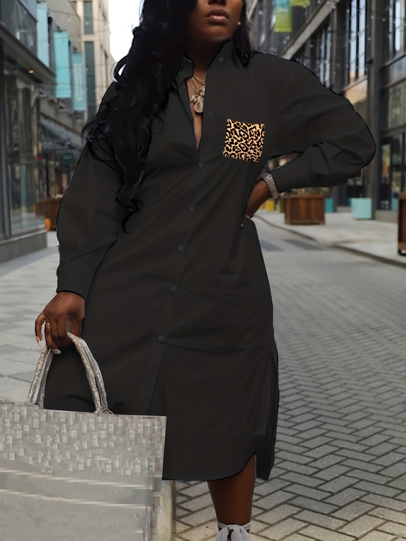  Women's Leopard Shirt Dress