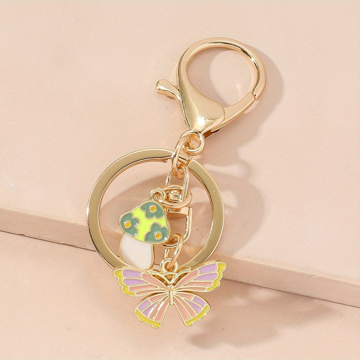 Butterfly Mushroom Keychain Purse Bag Charm