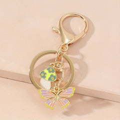Butterfly Mushroom Keychain Purse Bag Charm