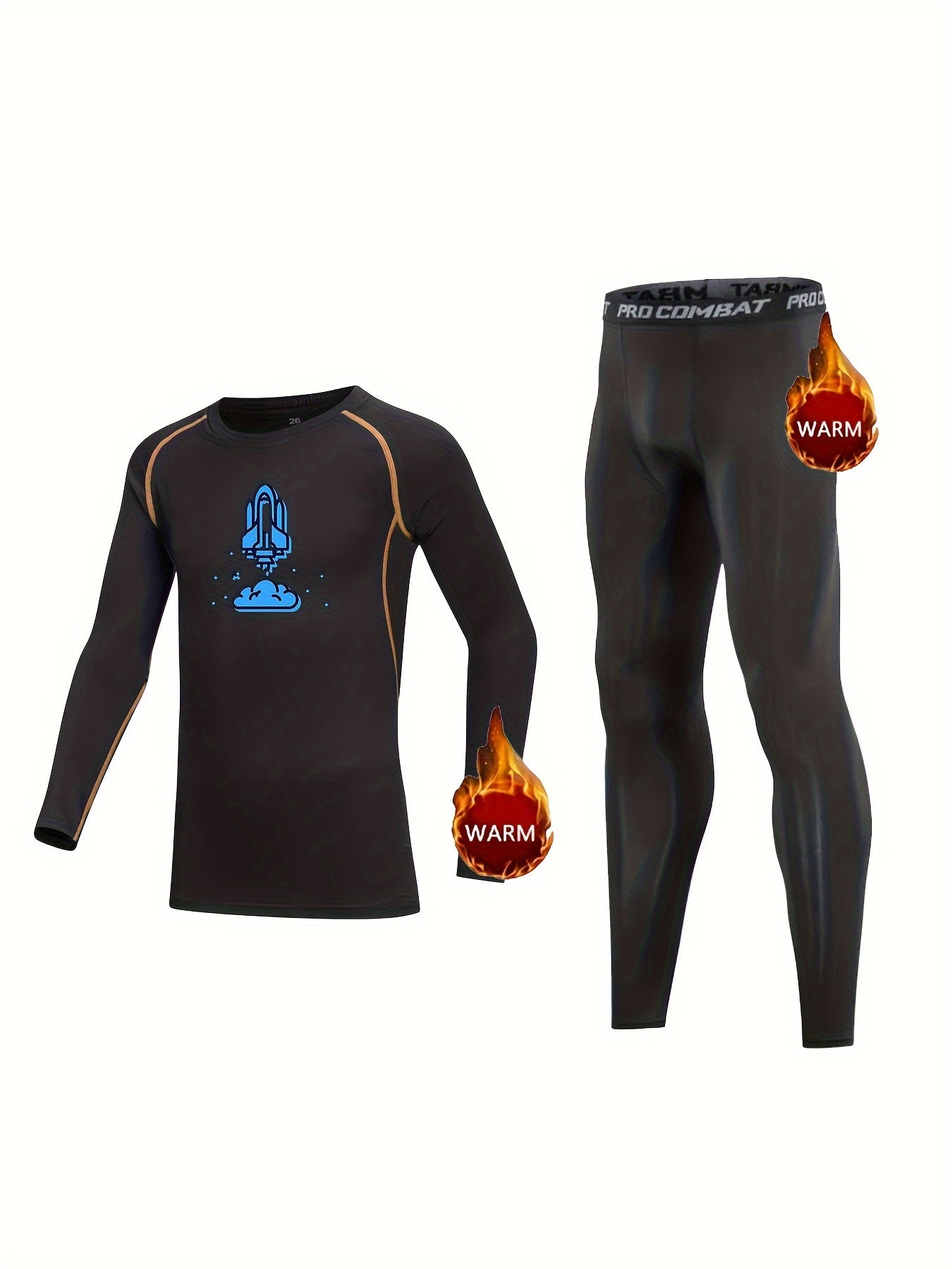 Kids Compression Fleece Sets Crew Neck Pullover & Matching Pants
