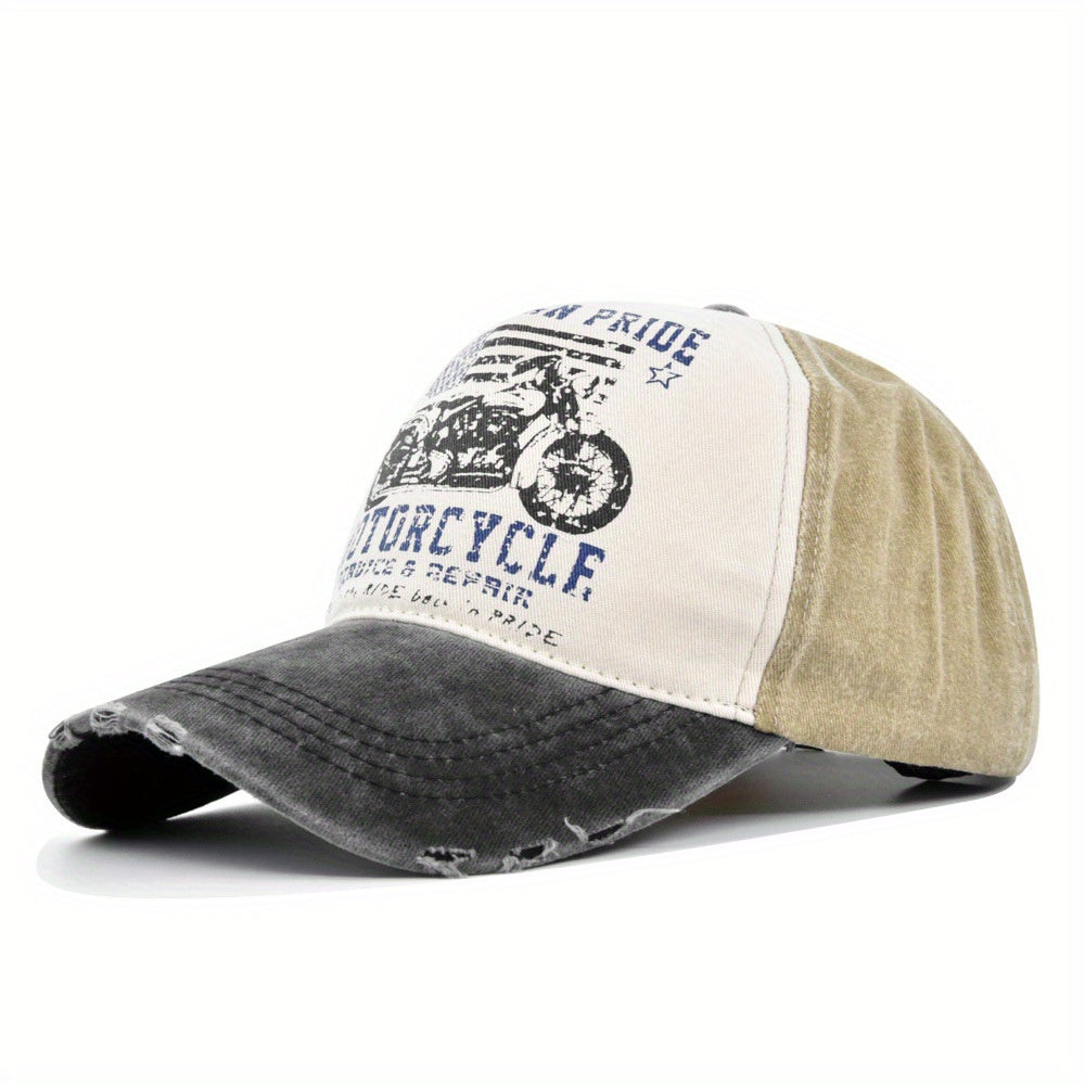 American Pride Motorcycle Washed Denim Cap