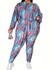  Tie Dye One Shoulder Top & Skinny Trousers Set