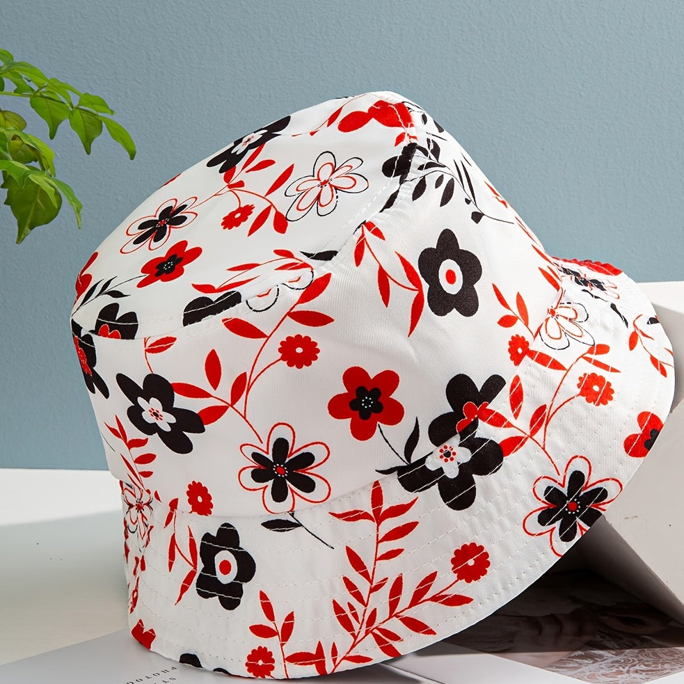 Flower Bucket Hat Sunshade Hat For Women Beach Breathable Unisex Casual Hat