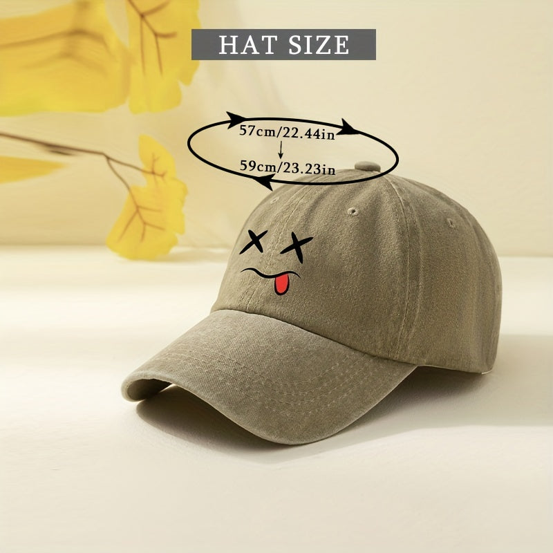 Cartoon Expression Baseball Cap Washed Distressed Cotton Sports Hat