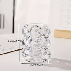 Transparent Pen Holder Round Glass Storage Bucket