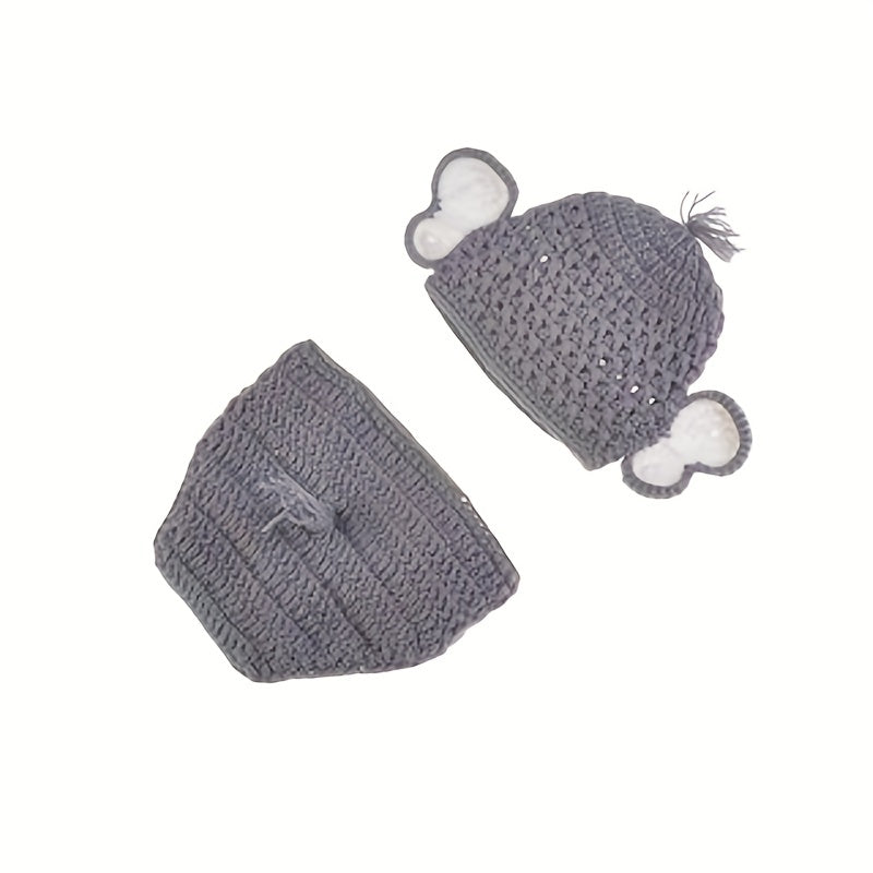 Newborn Baby Elephant Knit Crochet Hat Shorts Set Costume Photography Prop