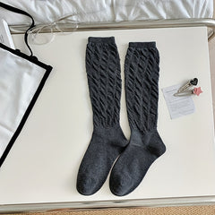 Solid Calf Socks Knee High Stockings Women's Hosiery