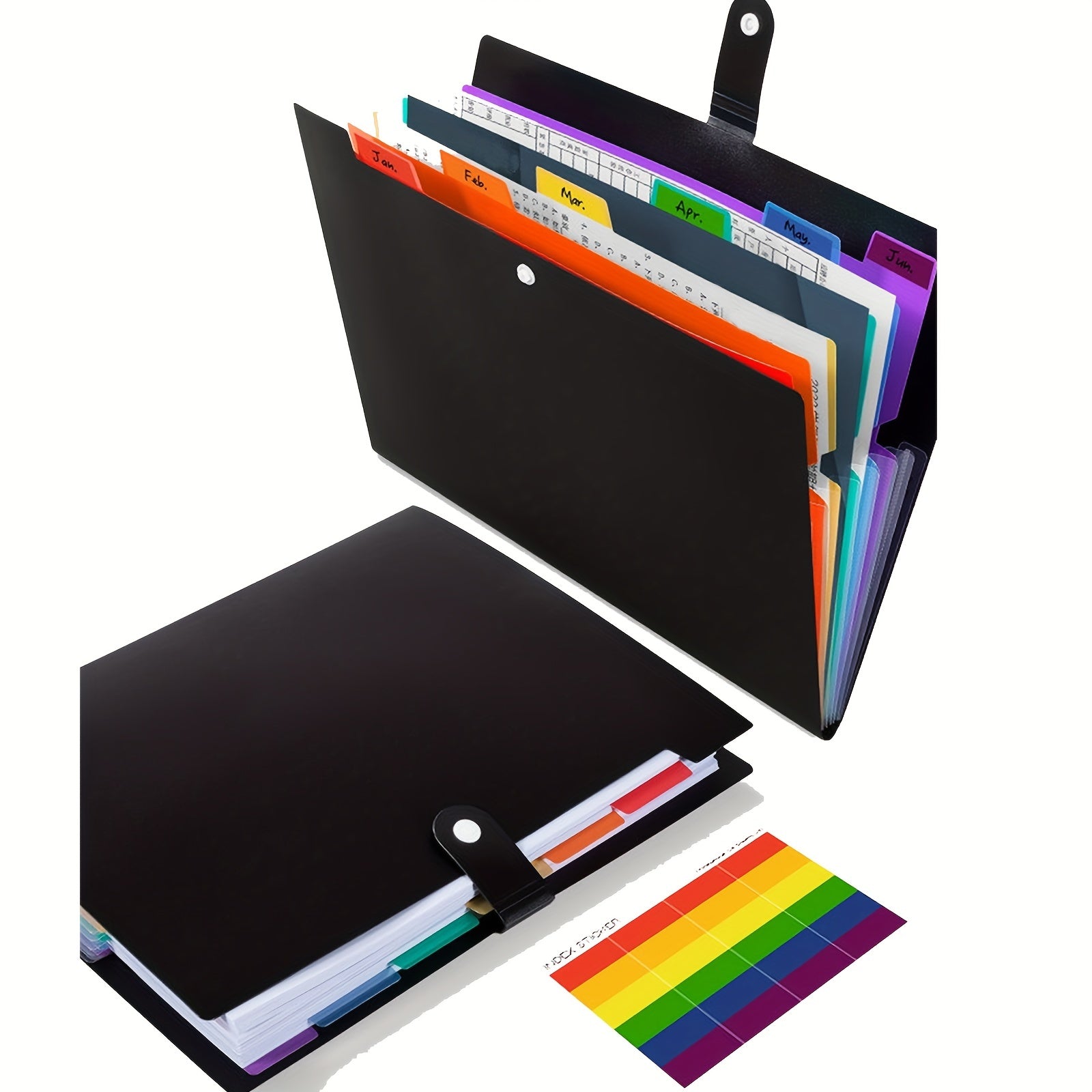 Multifunctional A4 7-Pocket Folder w/ Labels for School Office Home